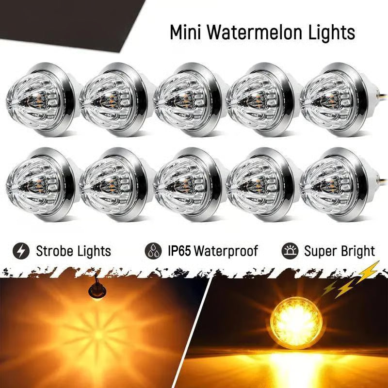 💡3/4 Inch LED Amber Watermelon Side Marker Light