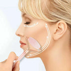 Natural Rose Quartz Facial Roller + Pink Heart-Shaped Pumice Stone Tool Set Massager-