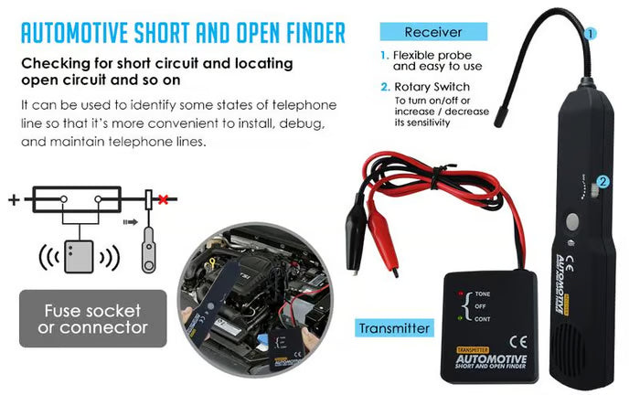 EM415Pro Automotive Electrical Open&Short Finder Circuit Tester,Tone Generator Cable Wire Breaker Fault Finder