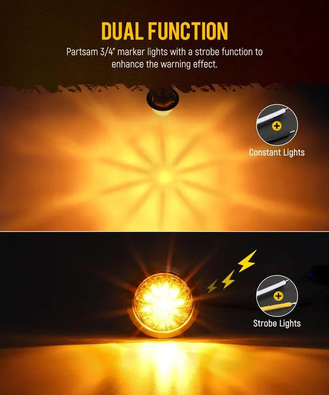 💡3/4 Inch LED Amber Watermelon Side Marker Light