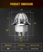 💡3/4 Inch LED Amber Watermelon Side Marker Light