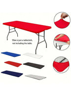 Stretch Polyester Tablecloth—A washable, wrinkle-resistant rectangular tablecloth, perfect for dining and kitchen gatherings