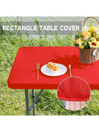 Stretch Polyester Tablecloth—A washable, wrinkle-resistant rectangular tablecloth, perfect for dining and kitchen gatherings