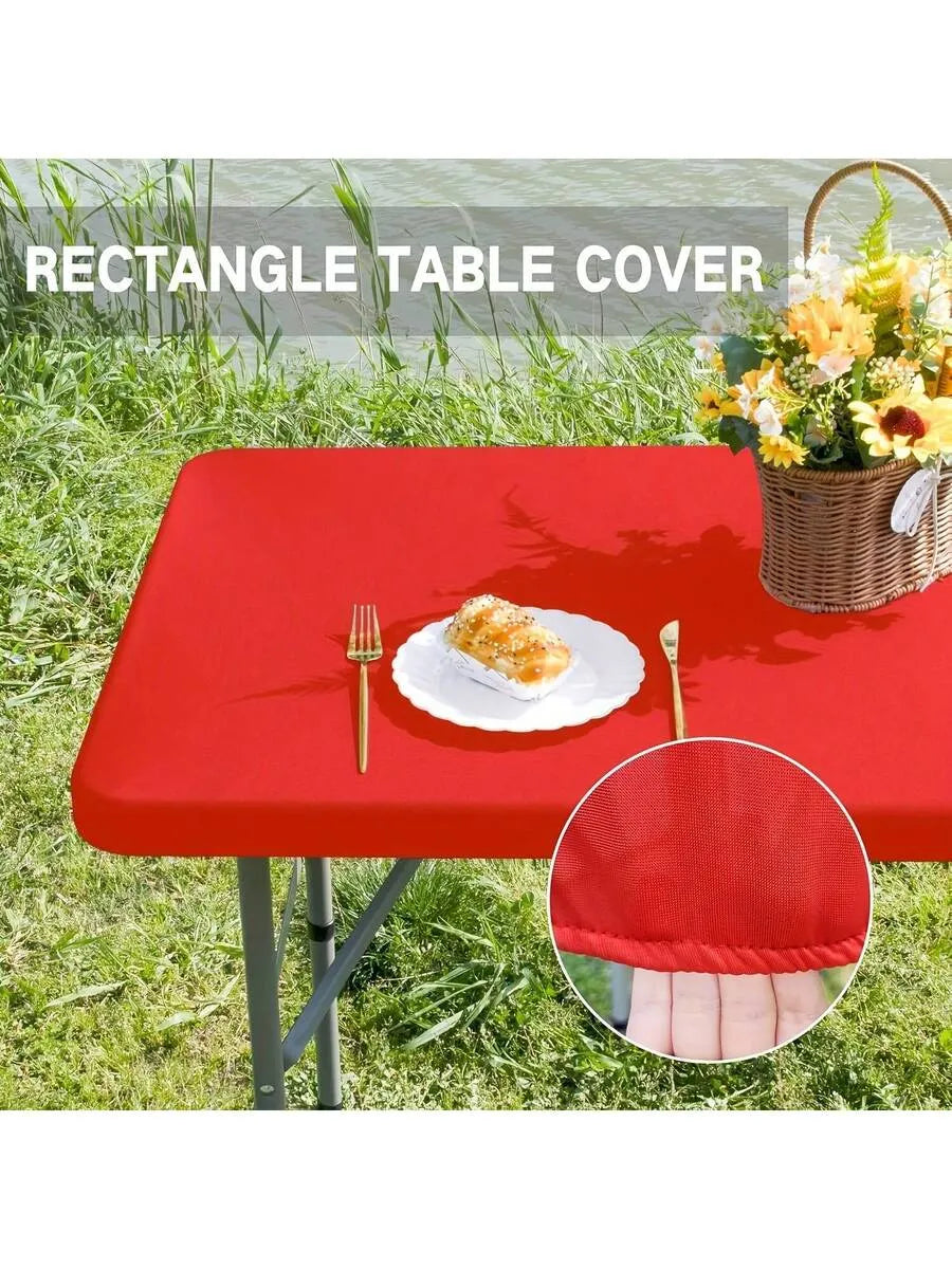 Stretch Polyester Tablecloth—A washable, wrinkle-resistant rectangular tablecloth, perfect for dining and kitchen gatherings