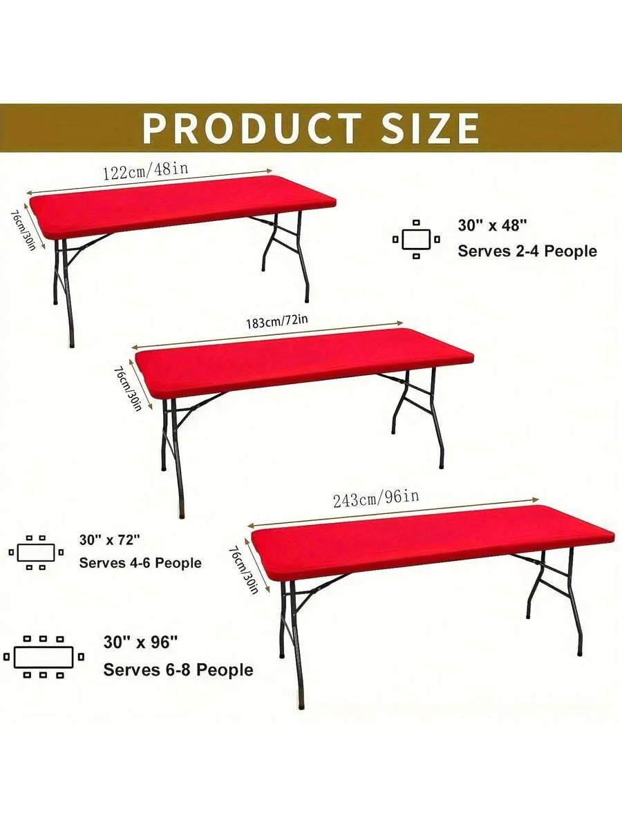 Stretch Polyester Tablecloth—A washable, wrinkle-resistant rectangular tablecloth, perfect for dining and kitchen gatherings