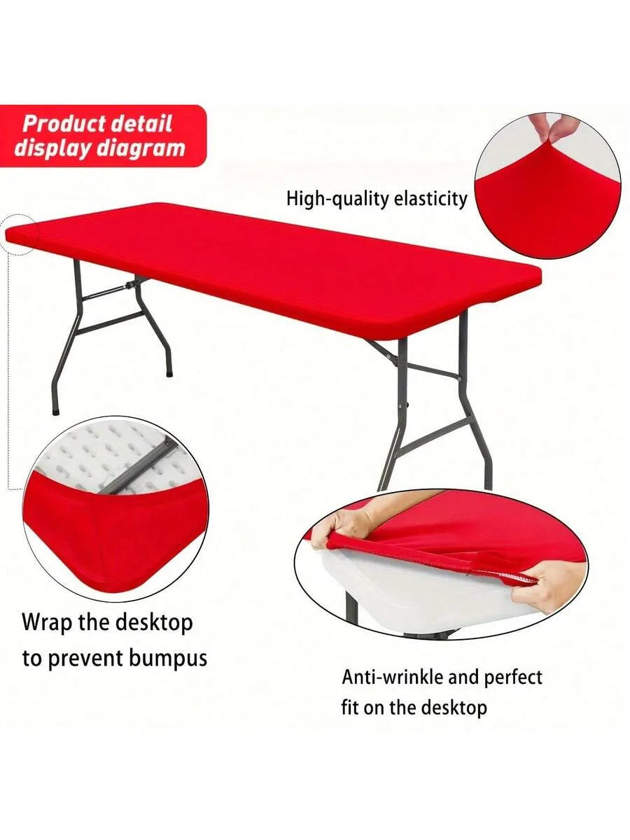 Stretch Polyester Tablecloth—A washable, wrinkle-resistant rectangular tablecloth, perfect for dining and kitchen gatherings